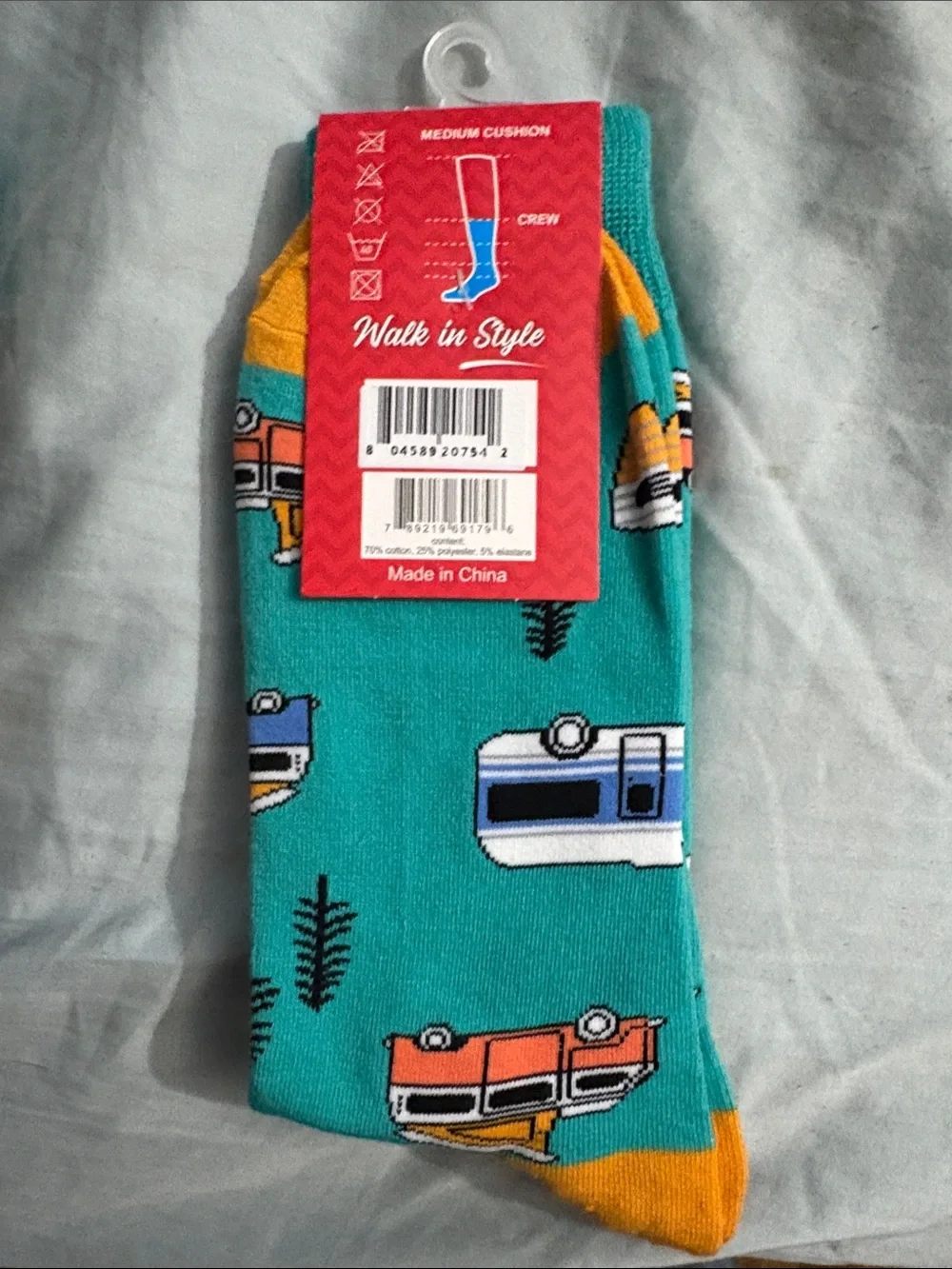 Sillies Teal Camper Kids Pajama Socks